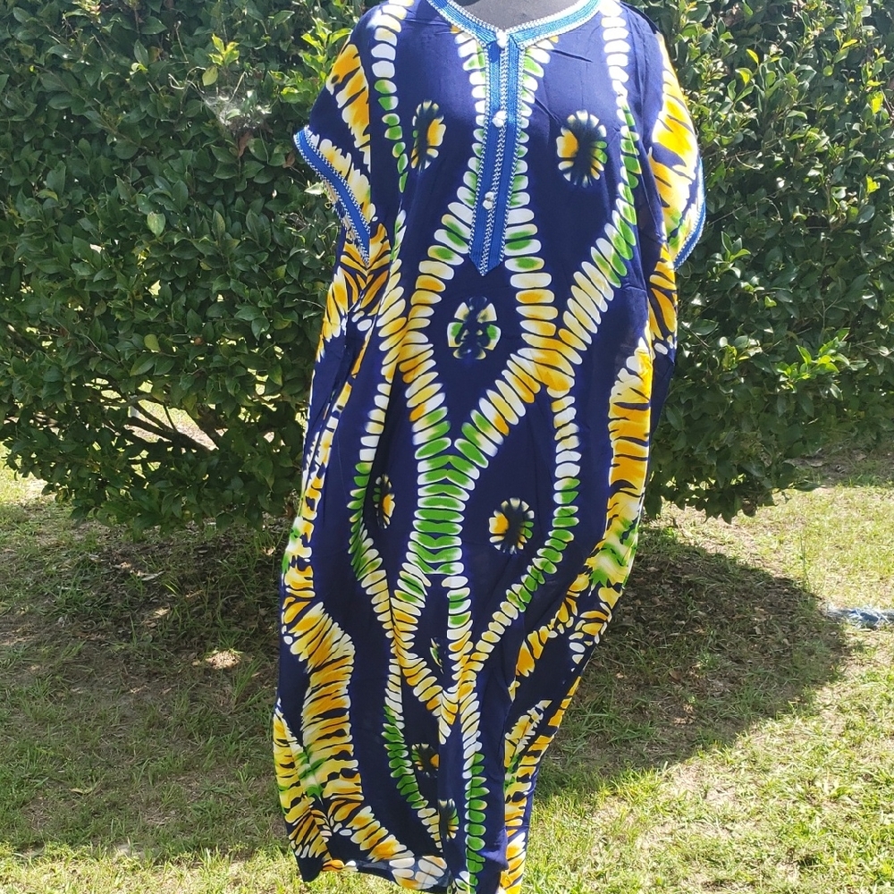 Elegant Navy and Green Maxi Dress